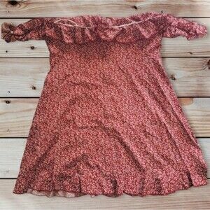 Shein Off Shoulder Mini Dress Red White Floral Design Women's Size XL